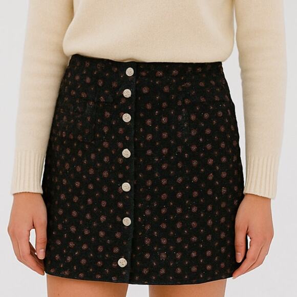 Free People We The Free Size 29 (6-8) Joani Corduroy Mini Skirt In Black - Picture 1 of 7